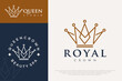 Graceful linear crown logo design vector. Creative royal king queen symbol.