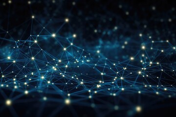 Poster - abstract digital background with connecting dots and lines. network connection structure. 3d renderi
