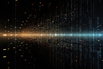 Poster - abstract background with a binary code in the form of a binary code, Abstract digital binary code flowing on a black background, forming a network system, AI Generated