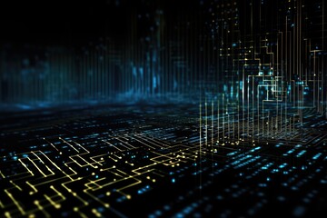 Fototapete - abstract technology background with binary code and lines. 3d rendering, abstract digital binary cod