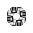 Impossible symbol. Rounded square linear shape. Infinite knot sign. Overlapping thin lines form. Optical illusion art. Design element for logo, icon, print, cover, tag. Abstract vector illustration