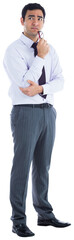 Poster - Digital png photo of thinking biracial businessman with glasses on transparent background