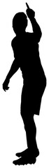 Wall Mural - Digital png silhouette of male football player pointing with finger on transparent background