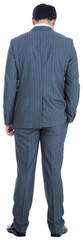 Poster - Digital png photo of caucasian businessman looking down on transparent background