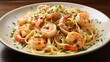 an image of a mouthwatering plate of shrimp scampi with garlic and butter sauce