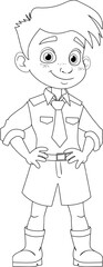 Wall Mural - Smiling Cartoon Boy Character for Coloring Pages