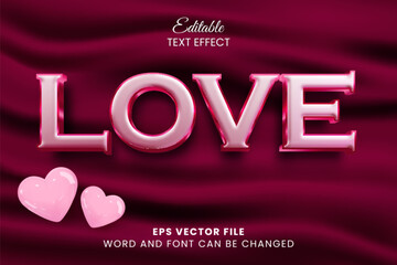 Poster - Soft pink love 3d editable vector text effect. Valentine day text style