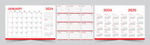 Monthly Calendar Template For 2024 Year. The Week Start On Sunday. Desk Calendar 2024 Design, Simple And Clean Design, Wall Calendar For Print, Digital Calendar, Corporate Design Planner Template.