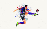 Fototapeta  - Soccer sport athlete vector design with abstract silhouette style. Design with the concept of national sports celebration. Interactive sports background. Football player - soccer