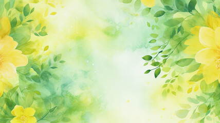 Canvas Print - yellow and green watercolor background for spring