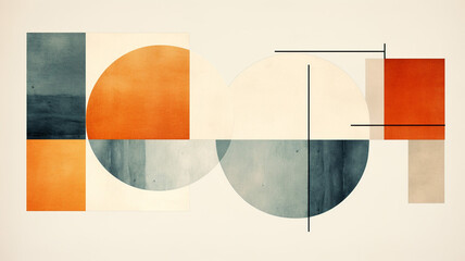 Wall Mural - Minimal geometric shape design. Mid-Century Modern Art with Water