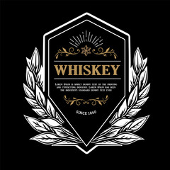 Wall Mural - whiskey label emblem badge design retro vector illustration