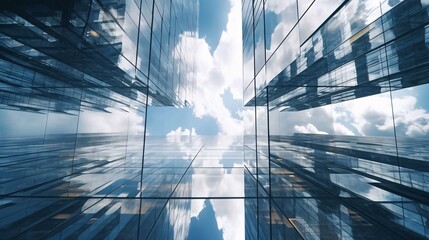 a view of the sky through a window of a building