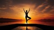 © KWY - a person doing yoga in front of a sunset