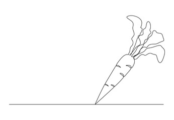 Canvas Print - One continuous line drawing of carrot. Isolated on white background vector illustration. Premium vector. 