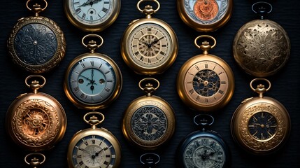 Poster - a group of clocks on a table