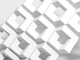 Wall Mural - Abstract white geometric installation. Minimal parametric structure. 3 d