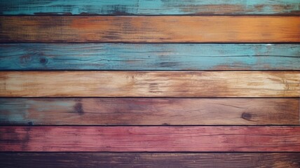Poster - colorful vintage wooden top texture background. exuberant image. generative ai