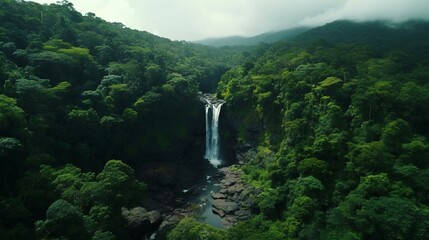 Canvas Print - a waterfall surrounded by trees