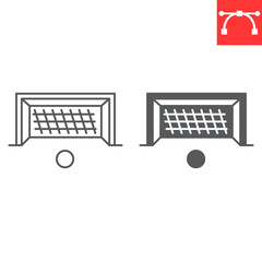 Poster - Soccer gate line and glyph icon, sport and goal, soccer penalty vector icon, vector graphics, editable stroke outline sign, eps 10.