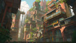 Futuristic Cityscape Camera Shots of various angles anime style building architecture fantasy