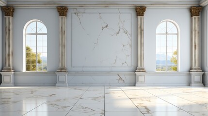 room with marble floor and white wall are empty