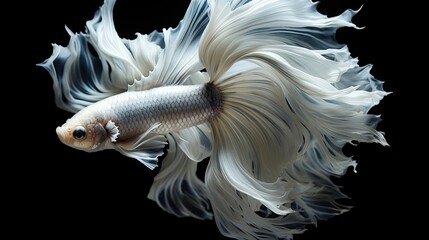 Wall Mural - Close up of white platinum betta fish or Siamese fight