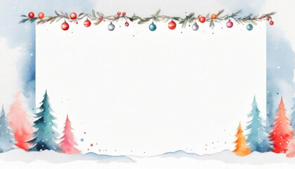 Wall Mural - Beautiful painted christmas card with white copy space