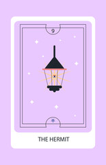 Wall Mural - tarot card major the hermit. hand drawn vector illustration.