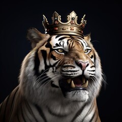 Canvas Print - portrait of a majestic tiger with a crown