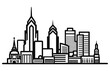 © tuliart24 - Philadelphia minimal style City Outline Skyline with Typographic. Vector cityscape with famous landmarks.