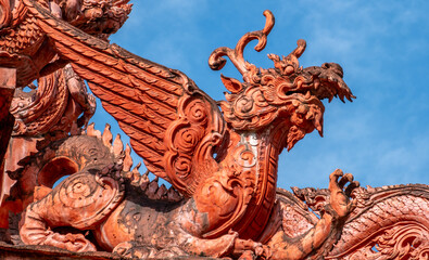 Wall Mural - Ornate designs at the Wat Sila Ngu Buddhist temple on Ko Samui island in Thailand