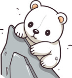 Fototapeta Kosmos - Cute polar bear sitting on the rock vector cartoon illustration