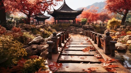 Sticker - bridge in autumn