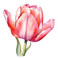 Wall Mural - watercolor tulip flowers illustration on a white background.