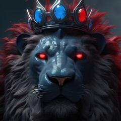 Canvas Print - the lion with red eyes and a crown