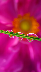 Poster - flower mirroring in rain drops - macro