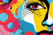 Abstract pop art illustration of closeup fashion woman