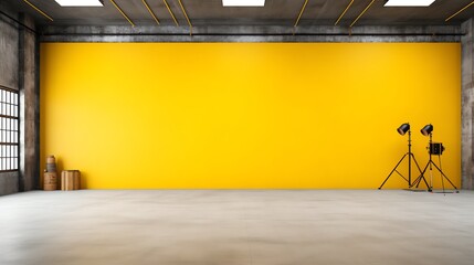 a yellow wall in a room