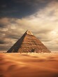 a pyramid in the desert with Great Pyramid of Giza in the background