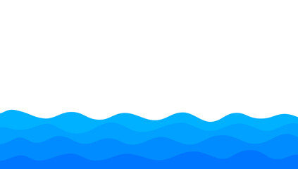Wall Mural - blue wave water element vector background curve border frame. ocean sea surface liquid flow wavy wal