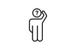 confused icon. human scratching head and question mark. icon related to confusion. line icon style. simple vector design editable