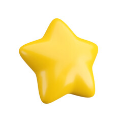 Wall Mural - Vector 3d gold star icon on white background. Cute realistic cartoon 3d render, glossy yellow star Illustration for customer rating concept, decoration, web, game design, app, advert