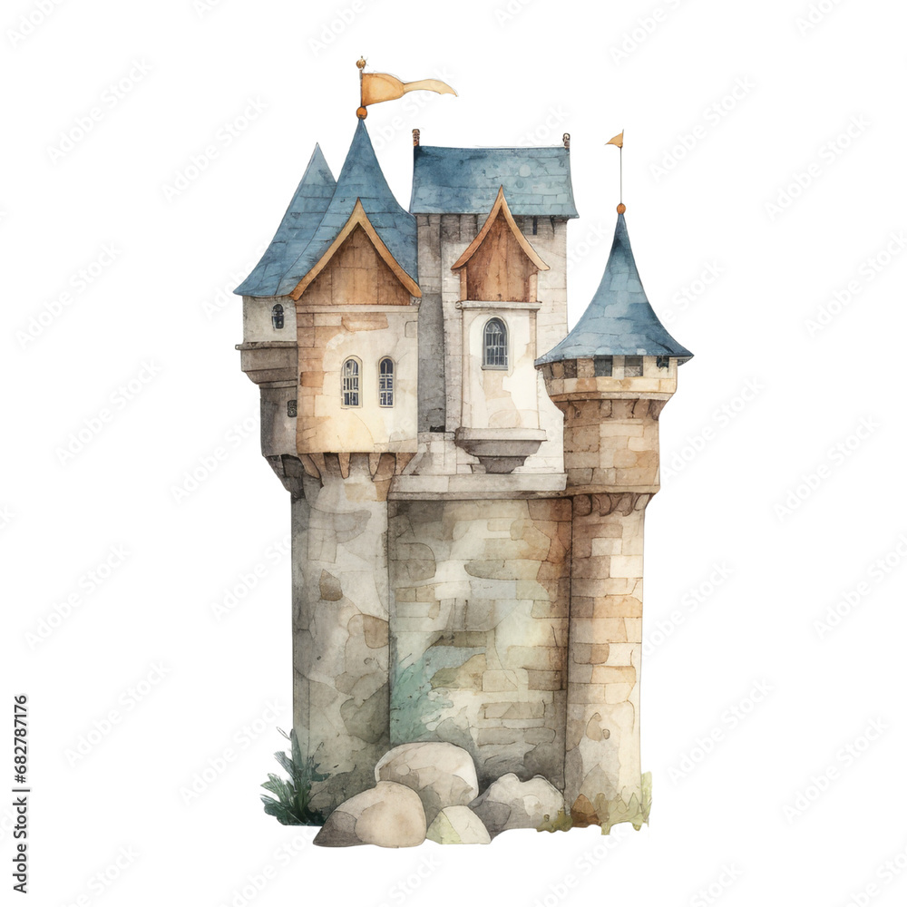 Watercolor Castle Clipart, Fairy Tale Princess Castle, Princess ...