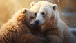 Emoção animal , capturando o abraço terno de casal de  ursos 