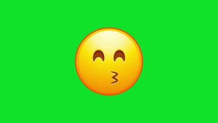 Poster - Kissing Face Animated Emoji. Alpha channel, transparent background. 4K resolution loop animation.