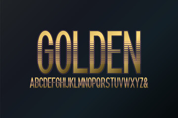 Poster - Stylish alphabet of golden capital letters witn with pink decorative stroke. Typography font style for title text design.