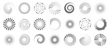 Spiral Halftone Dot Element Collection. Black Spiral Decoration. Circle Spiral Texture
