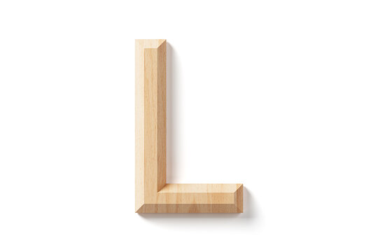 Letters made of wood. 3d illustration of wooden alphabet isolated on white background