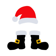 Poster - Tiempo de Navidad. Logo con sombrero y botas de Santa Claus para su uso en tarjetas y felicitaciones